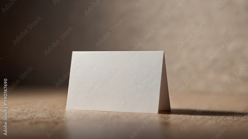 Fototapete blank business card placed on a subtle, blurred background with a slight shadow effect for a floatin