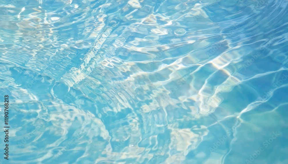 Poster tranquil turquoise water ripples with sunlight reflections creating abstract flowing patterns, ideal