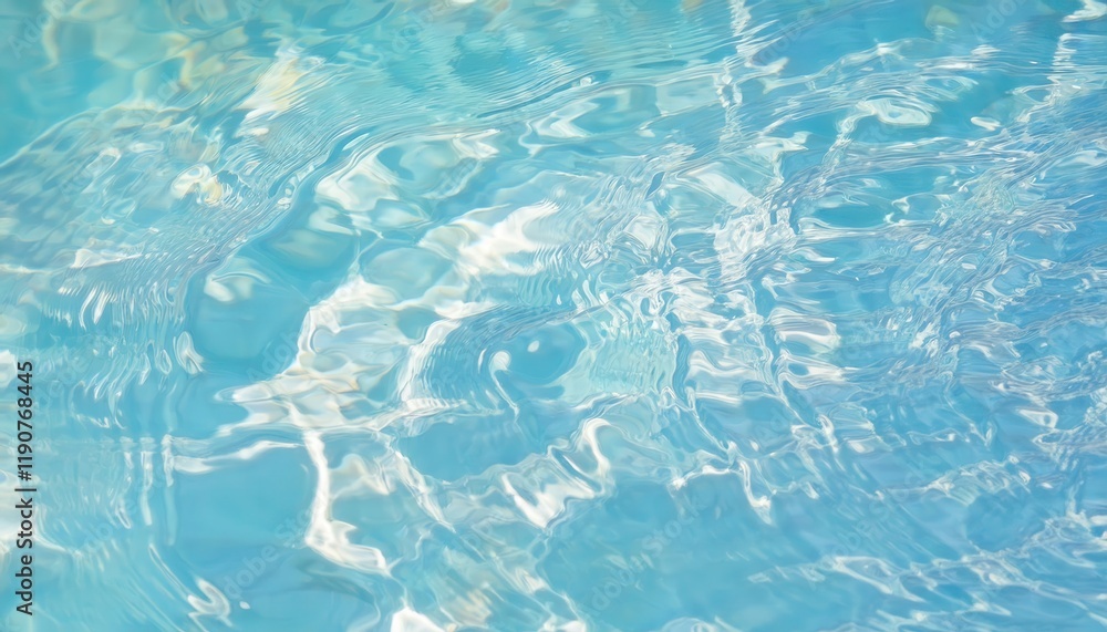 Poster tranquil turquoise water ripples with sunlight reflections creating abstract flowing patterns, ideal for background or serene designs

