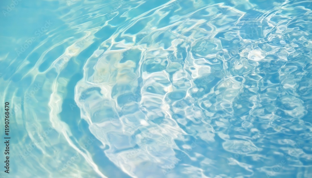 Poster tranquil turquoise water ripples with sunlight reflections creating abstract flowing patterns, ideal for background or serene designs

