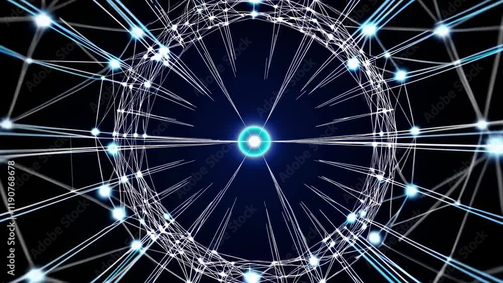 Poster exploring the beauty of particle physics through intricate visual patterns and dynamic energy flows