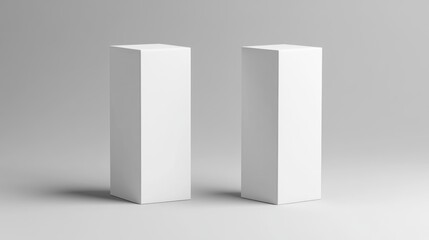 Two blank white boxes on a light grey background.