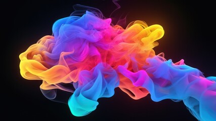 Obraz premium Colorful swirling smoke forms an artistic background with vibrant hues, ideal for creative projects and modern digital artwork