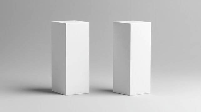 Two blank white boxes on a light grey background.
