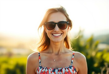 Portrait of a smiling female in summer heat conditions