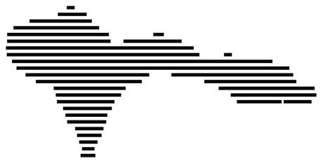 Symbol Map of the Island Sao Nicolau (Cabo Verde) showing the island with horizontal black lines