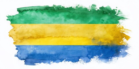 Gabon Flag Watercolor Background Drone Photography - African Country Aerial View