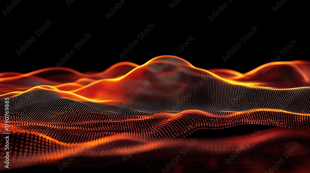 Poster abstract digital wave on dark background. technology and science concept. 3d rendering