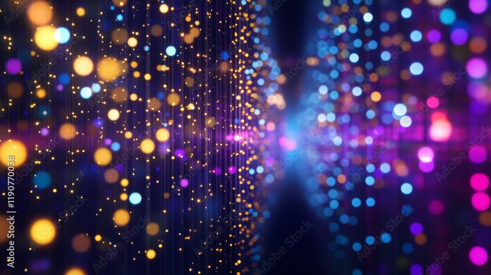 Poster a vibrant abstract background of colorful lights and bokeh effects.