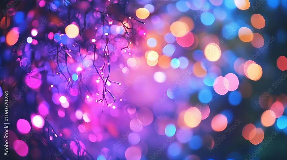 Aufkleber a vibrant display of colorful bokeh lights creating a dreamy atmosphere.