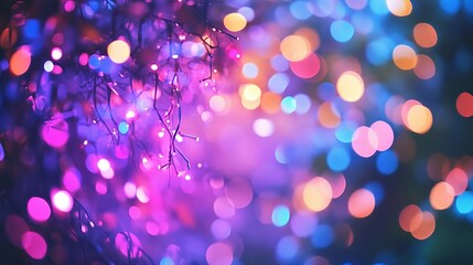 A vibrant display of colorful bokeh lights creating a dreamy atmosphere.