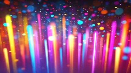 Vivid Energy, Abstract Background With Lightning Bolts And Colorful, Festive Particles