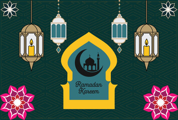 Ramadan Kareem Greeting Background Template