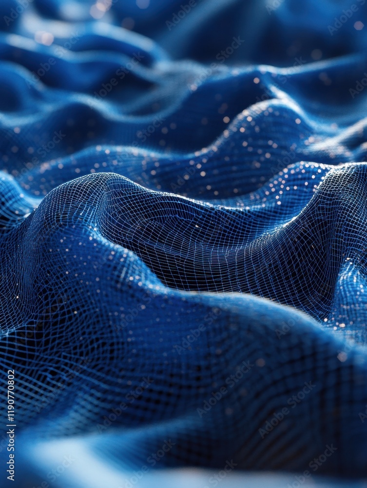 Poster close up of creative blue polygonal background with mesh. network and science concept. 3d rendering
