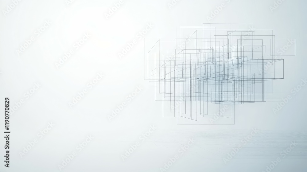 Aufkleber abstract composition of transparent geometric shapes on a minimalistic background.