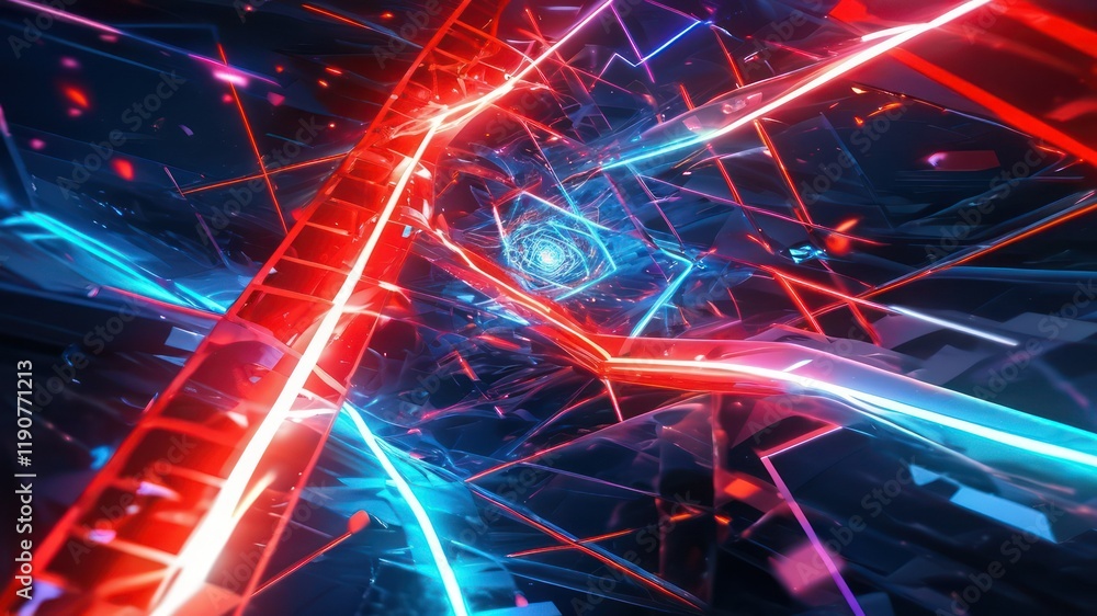Poster vibrant abstract image featuring dynamic lines and colors, evoking a futuristic atmosphere and digit