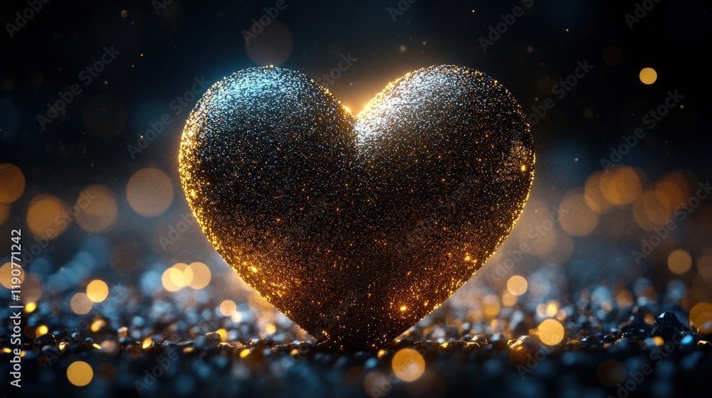 Poster heart shaped object centered on a dark background creating a minimalist and romantic visual effect v
