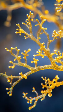 Golden hued hydroid colony resembling intricate coral structures