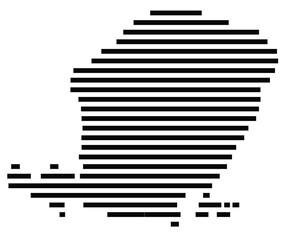 Symbol Map of the Island Lombok (Indonesia) showing the island with horizontal black lines