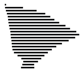 Symbol Map of the Island Buariki (Kiribati) showing the island with horizontal black lines