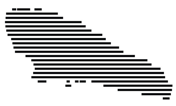 Symbol Map of the Island Moheli (Comoros) showing the island with horizontal black lines