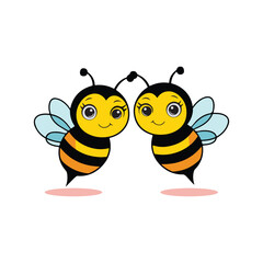 Happy Twin Bees Vector Art for Children’s Themes