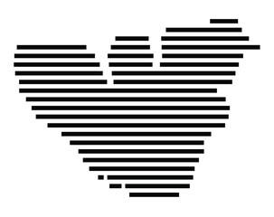 Symbol Map of the Island Mo'orea (French Polynesia) showing the island with horizontal black lines