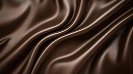 Smooth and Shiny Dark Brown Satin Fabric Texture with Elegant Flowing Drapery and Soft Reflection for Design and Background Applications