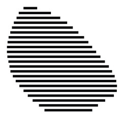 Symbol Map of the Island Taiaro (French Polynesia) showing the island with horizontal black lines