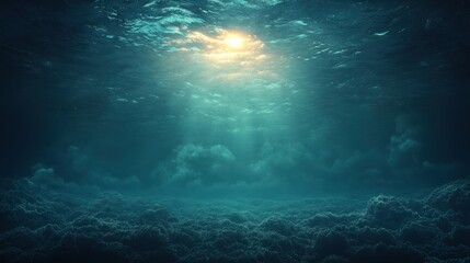 Obraz premium Underwater scene with sunbeam.