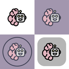 Artificial intelligence brain symbol - artificial intelligence icon.
