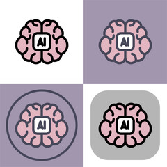 Artificial intelligence brain symbol - artificial intelligence icon.
