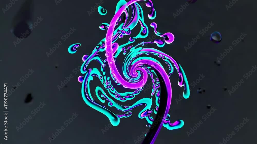 Poster colorful fluid shapes dance and swirl in captivating motion against a dark backdrop