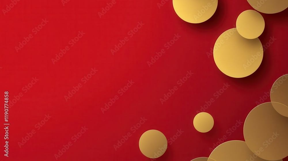 Poster red and gold abstract background with circular pattern