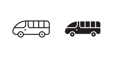 Bus coach vector web icons set