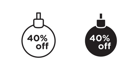 Christmas ball with 40 off discount vector web icons set
