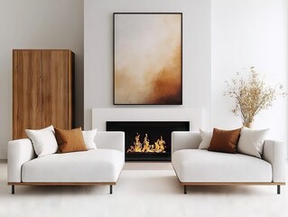 Fototapeta premium Stylish home interior design showcase modern living room cozy environment serene lifestyle concept