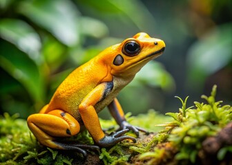 Naklejka premium Golden Poison Frog Carrying Tadpoles on its Back - High Resolution Stock Photo