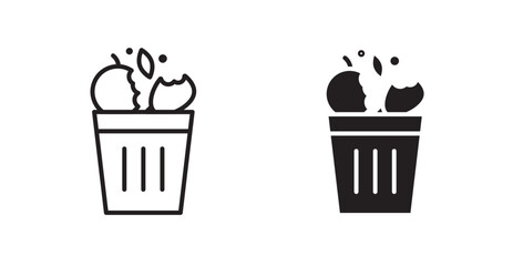 Food waste vector web icons set