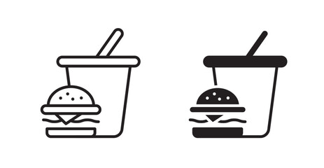 Hamburger and soft drink cup vector web icons set