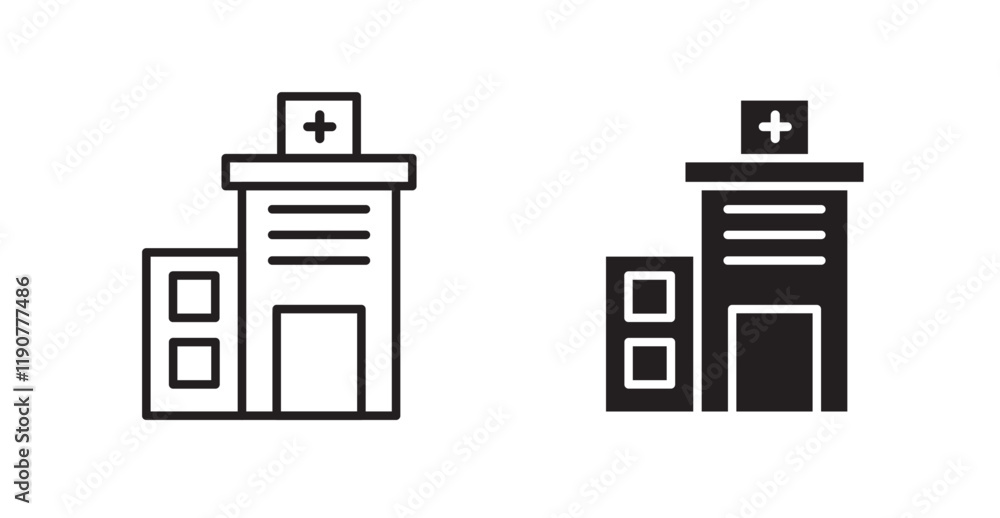 Poster hospital building vector web icons set