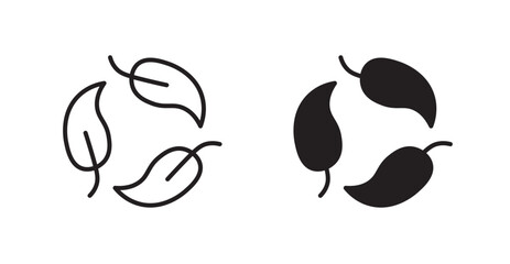 Leaves eco recycle vector web icons set