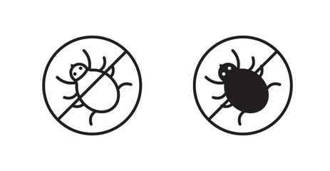 Mite in the prohibition vectors web signs set