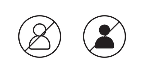 No account sign vectors set in black. line and flat versions
