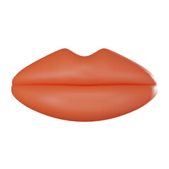 3D render, Red Lips for Makeup and Fashion Design, Icon Illustration