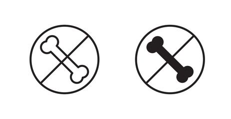 No bones sign vectors set in black. line and flat versions