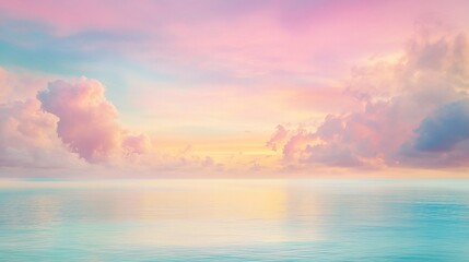 Fototapeta premium Pastel Sky Over Calm Ocean- Dreamy Sunrise Seascape