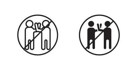 No fight sign vectors set in black. line and flat versions