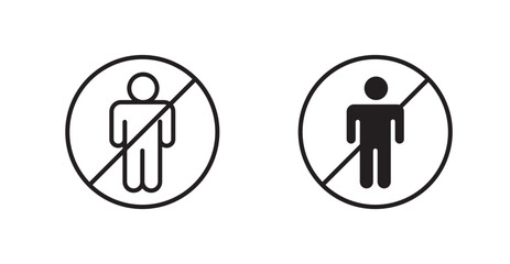 No man sign vectors set in black. line and flat versions