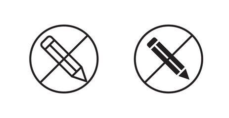 No writing sign vectors set in black. line and flat versions